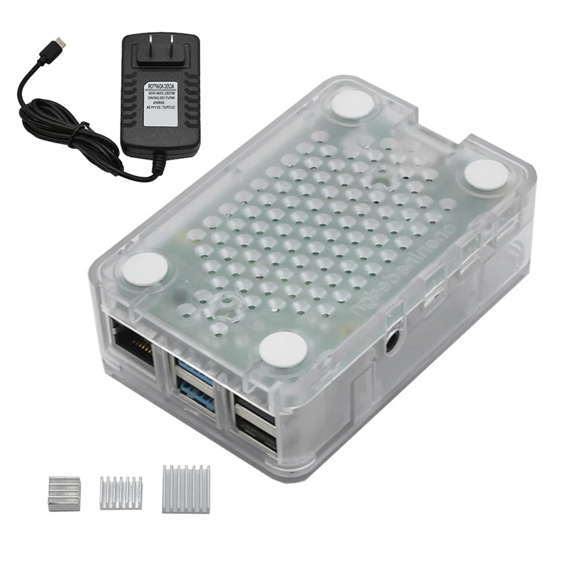 Для Raspberry Pi 4 Модель B ABS чехол 2G RAM DIY Kit с радиатором 5V 3A адаптер питания для PI (вилка