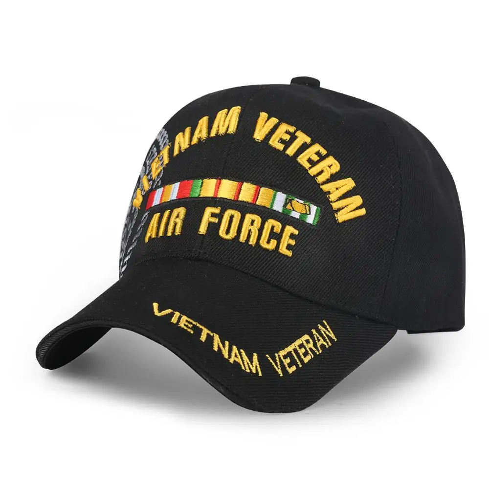 Черный Вьетнам Air Force Бейсбол Кепки бейсболки с вышивкой Для мужчин и женщин