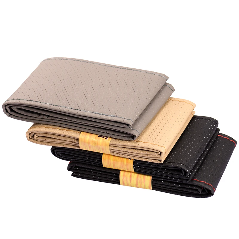 

Car Steering Wheel Braid Cover Needles And Thread Artificial Leather Car Covers Suite 4 Color Texture Soft Auto Accessories