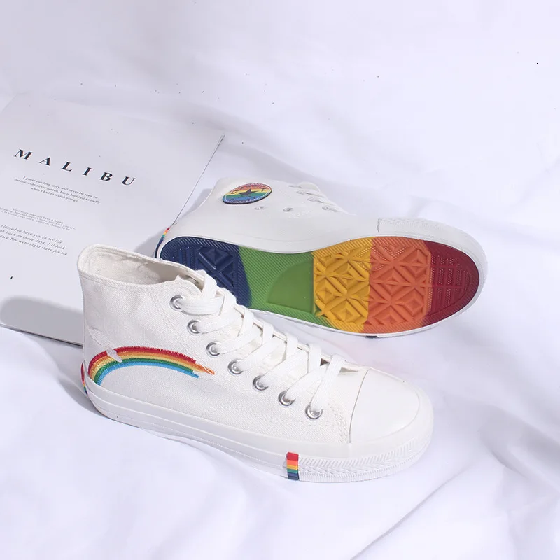 Женские парусиновые кроссовки Осенние белые студенческие с высоким берцем и