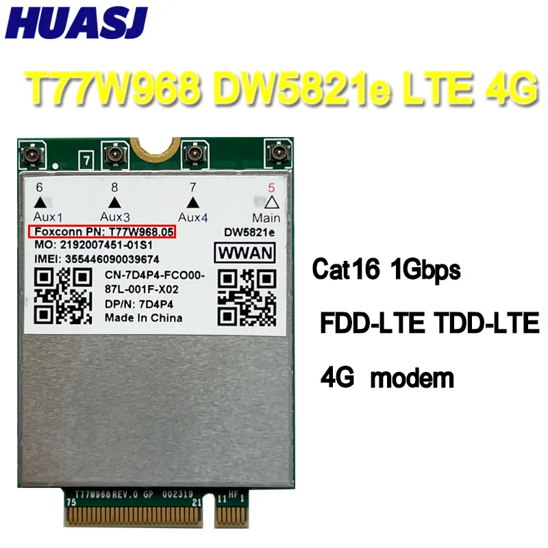 4g router HUASJ T77W968 For Dell DW5821e LTE Cat16 GNSS 5G WWAN Card Module for Lattitude 5420 5424 7424 Rugged Latitude 7400 / 7400 2-in usb internet 4g