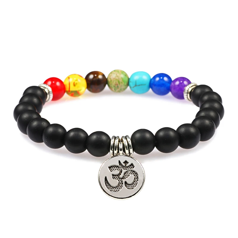 Браслеты с 7 чакрами из натурального камня браслеты черным ониксом деревянные