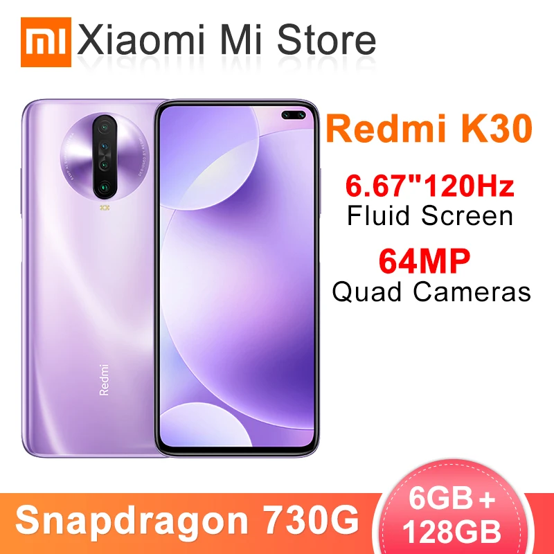 Xiaomi Redmi K30 смартфон с восьмиядерным процессором Snapdragon 730G ОЗУ 6 ГБ ПЗУ 128 67 дюйма 120
