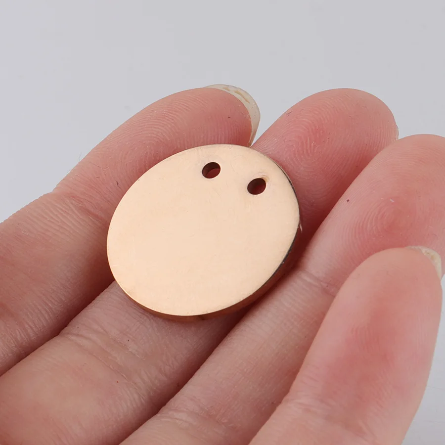 

21mm Stainless steel Inner Double-hole Round Disc Pendant Mirror Polished DIY Jewelry Accessories