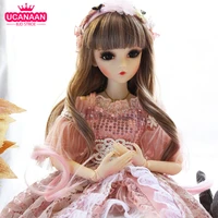 ucanaan 13 18 ball joints doll 60cm bjd dolls palace style with full outfits wig dress shoes makeup toys for girls collection