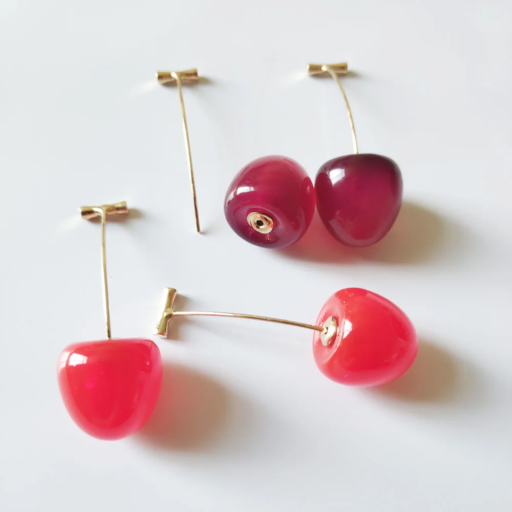 Простой стиль красное вино вишня свежий цвет Прямая поставка серьги солнце пляж