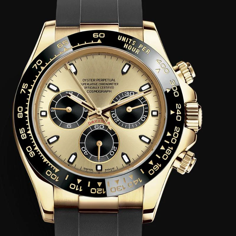 

Luxury New Men's Automatic Mechanical Watch 116515 Stainless Steel Black Rubber Rose Gold Grey Dial Watches 40MM AAA+