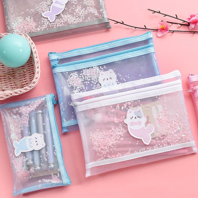 Милый держатель для файлов школьные принадлежности сетчатая прозрачная