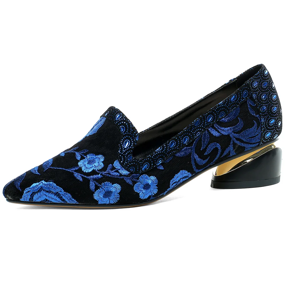 

BONJOMARISA Female Fashion Pointed Toe Low Heel Pumps Slip On Casual Luxury Comfy Office Pumps Women Genuine Leather Shoes Woman