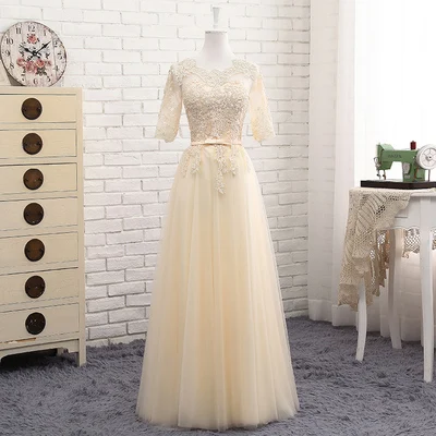 Long 813 MNZ-813# Cameo коричневые длинные средние короткие Розовые аппликации весенние кружевные платья подружки невесты свадебные вечерние платья для девочек - Цвет: Long 813