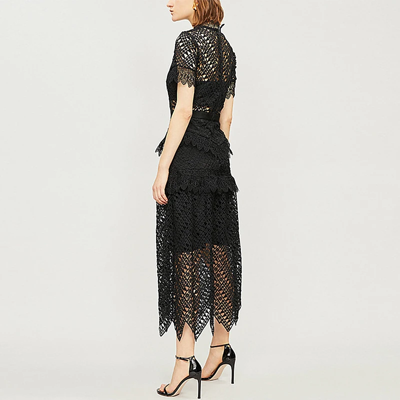Женское вечернее платье Автопортрет элегантное черное ажурное кружевное