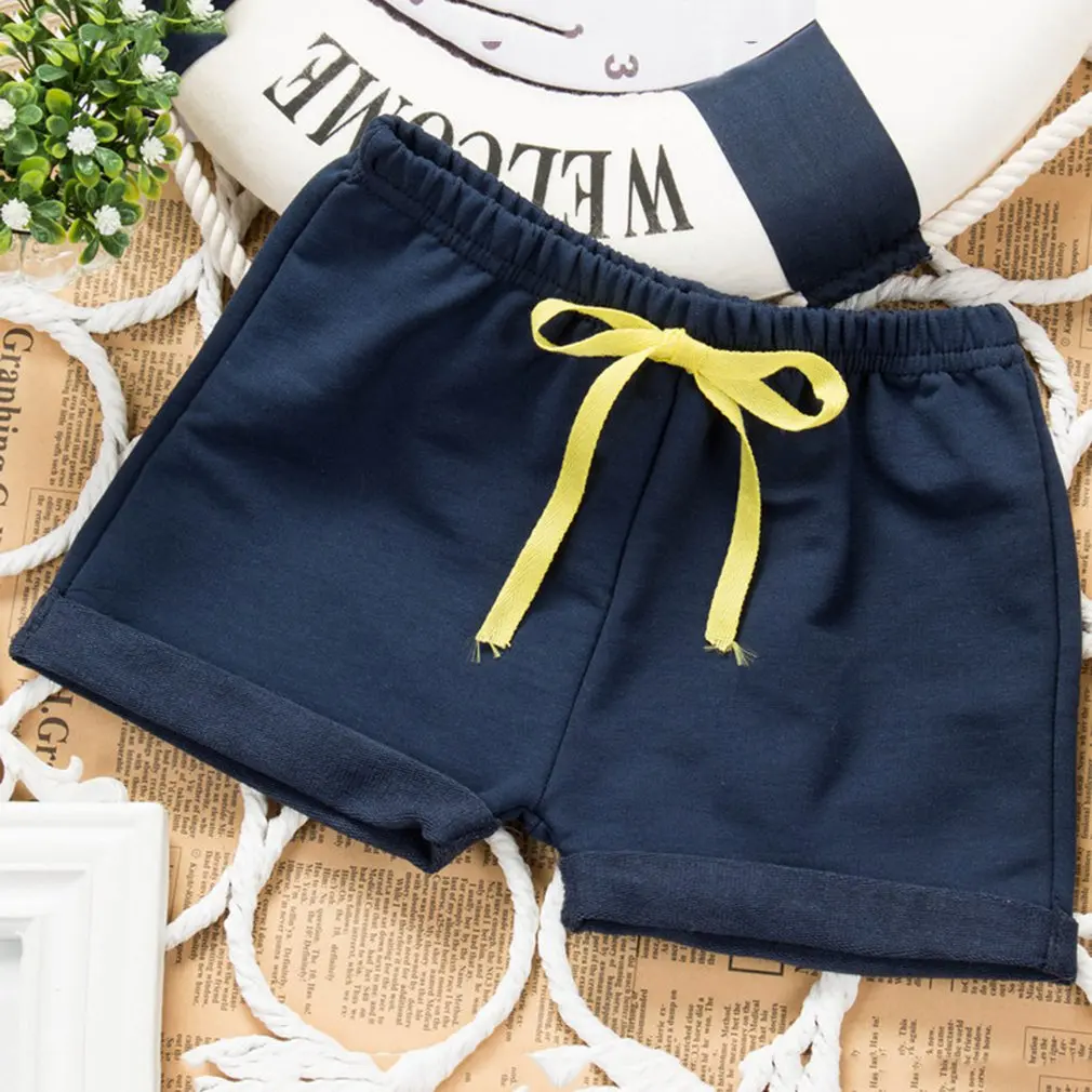 

New Korean Casual Comfortable Children's Clothing Fashion Baby Boy Baby Girl Shorts Solid Color Cotton Pocket Sports Shorts