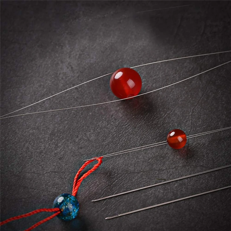 Иглы для бисероплетения MIUSIE с большими изогнутыми глазами иглы и жемчужины нитка
