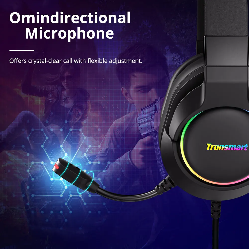 Проводные наушники Tronsmart Sparkle игровая гарнитура для PS4/PS5 ПК/ноутбука с 7 1
