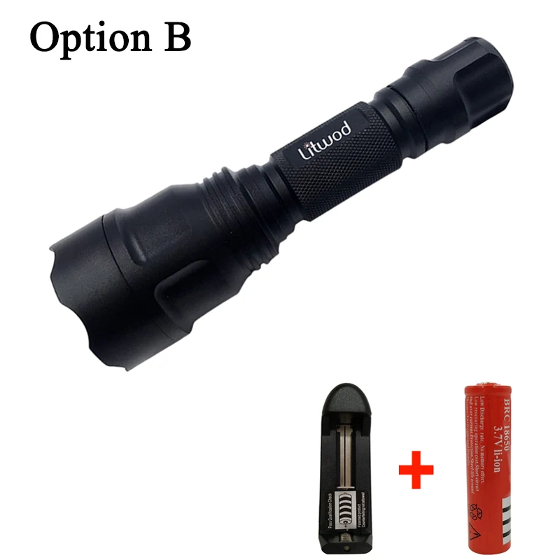 Option B Litwod Z10 высокомощный C8 фонарик Cree XML2 T6 Q5 светодиодный фонарик, фонарь, lanterna велосипед, Самозащита, кемпинг свет, лампа - Испускаемый цвет: Option B