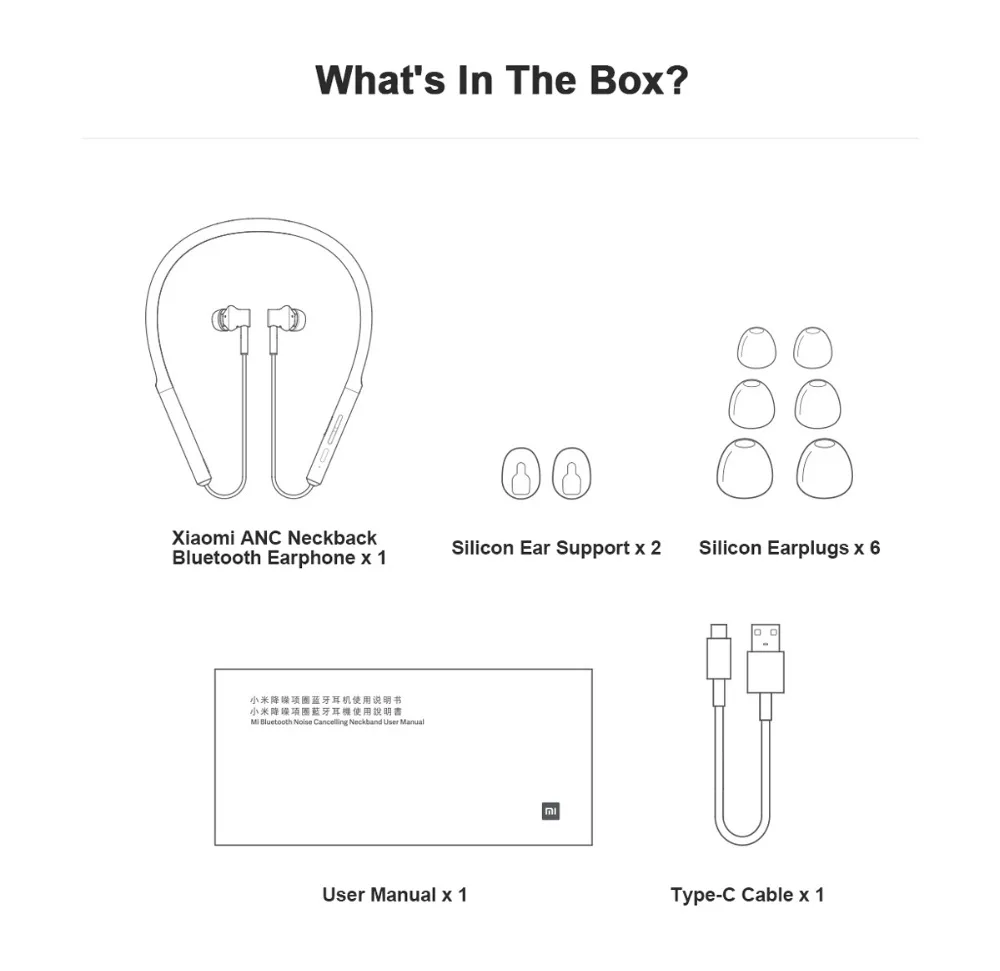 Новинка, Xiaomi ANC, Bluetooth наушники, Шейная гарнитура, беспроводная, магнитная, Bluetooth, гибридный, с шумоподавлением, HD звук, с микрофоном