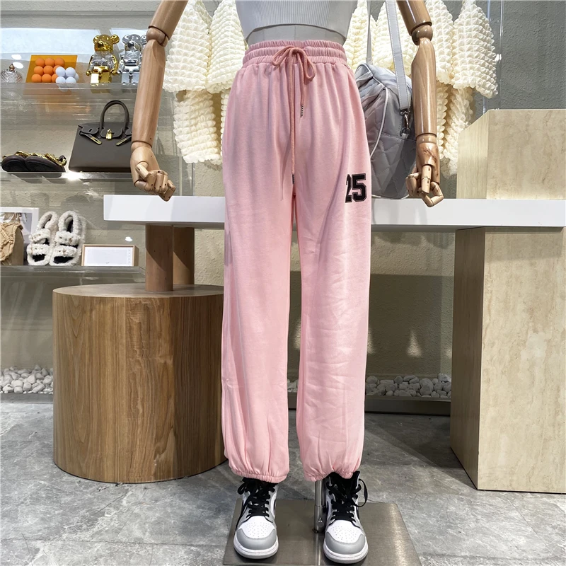 

New Brand Original Design Loose And Versatile Leggings Sports Casual Pants Simple Digital High Waist Drawstring Straight Pants