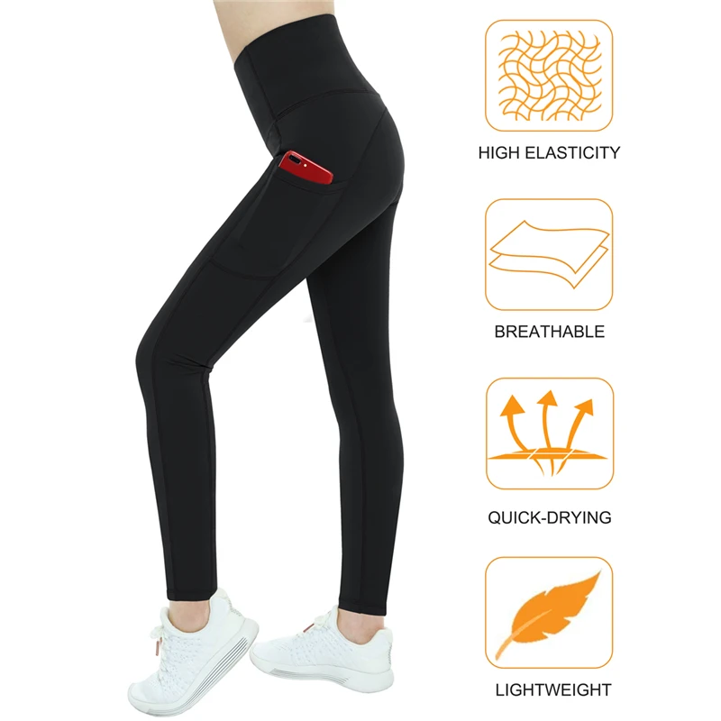 Женские штаны для йоги с карманами высокой талией леггинсы занятий спортом