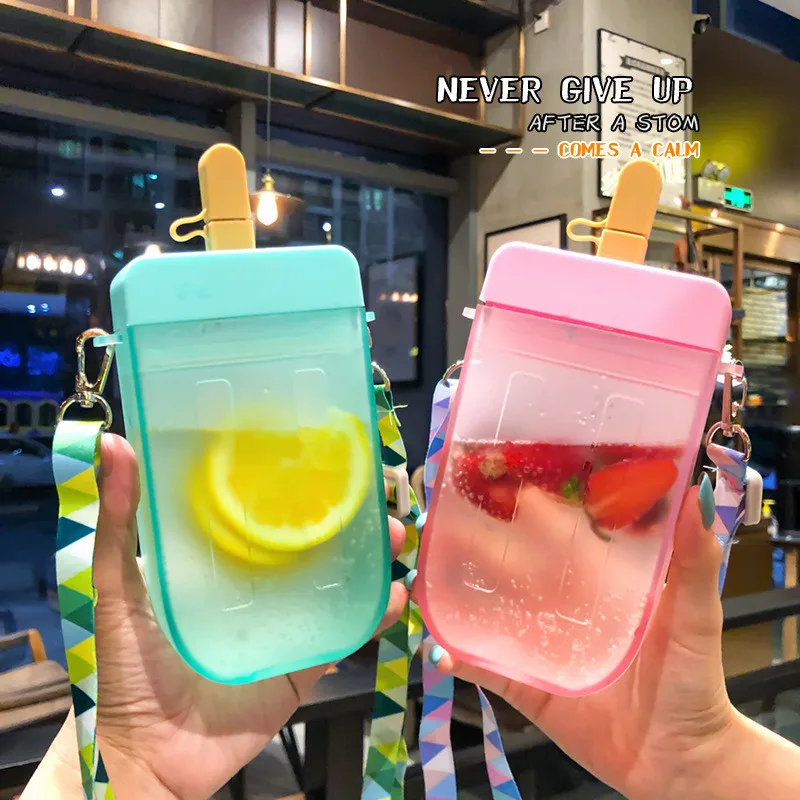 

Cute Plastic Matte Water Cup Protein Shaker Drink Bottles With Straw Colored Small Pot Outdoor Travel Children School Drinkware