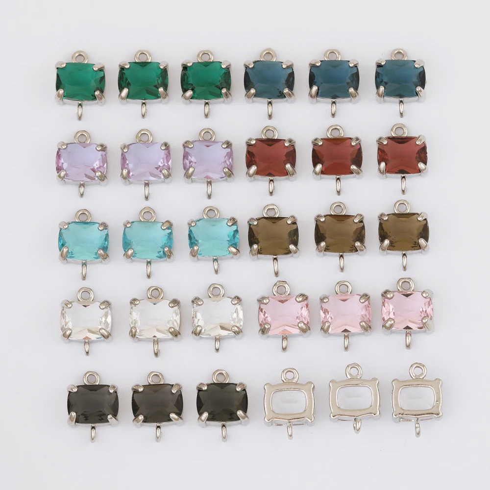 

50 шт., соединители 9*13 мм для ювелирных изделий, родий, прямоугольной формы