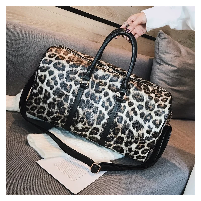 

Деловая Дорожная сумка на короткие расстояния, вместительная сумка-тоут контрастных цветов с леопардовым принтом, портативная спортивная ...