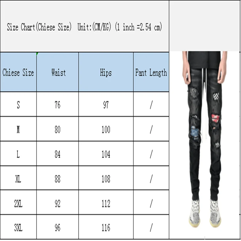 

Men's Skinny Biker Jeans Ripped Grid Patchwork Warm Denim Pants Streetwear Fashion Brand Hip Hop Jogger Pencil Pants P0204