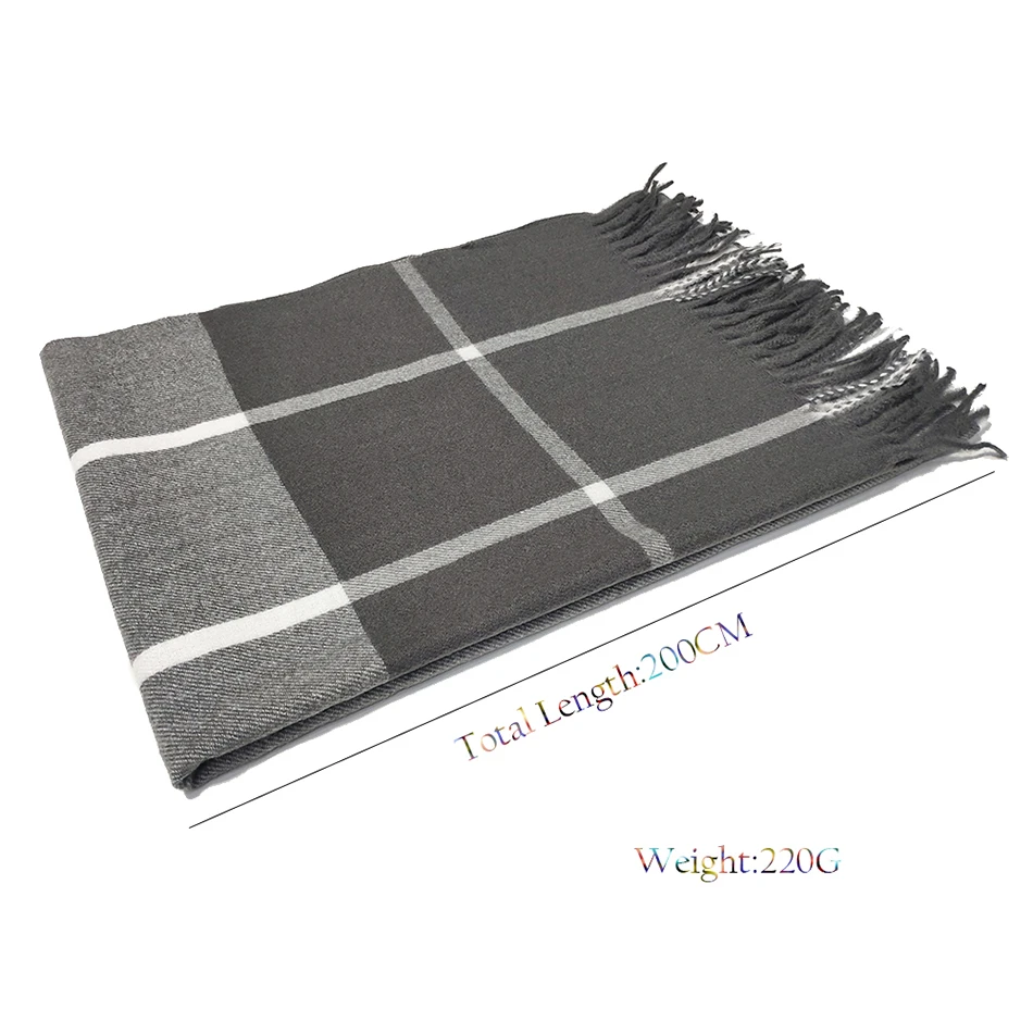 Утолщенный Теплый Женский кашемировый большой шарф в клетку зимний шерстяной