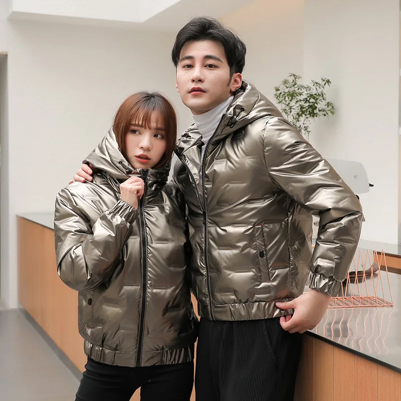 

Winter 2020 new hot style glossy white duck down short down jacket winter men and women down jacket couple jacket Parka