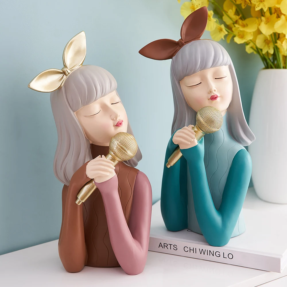 

Nordic girl sculpture resin abstract angel home decoration accessories living room decoration modern girl character cute statue