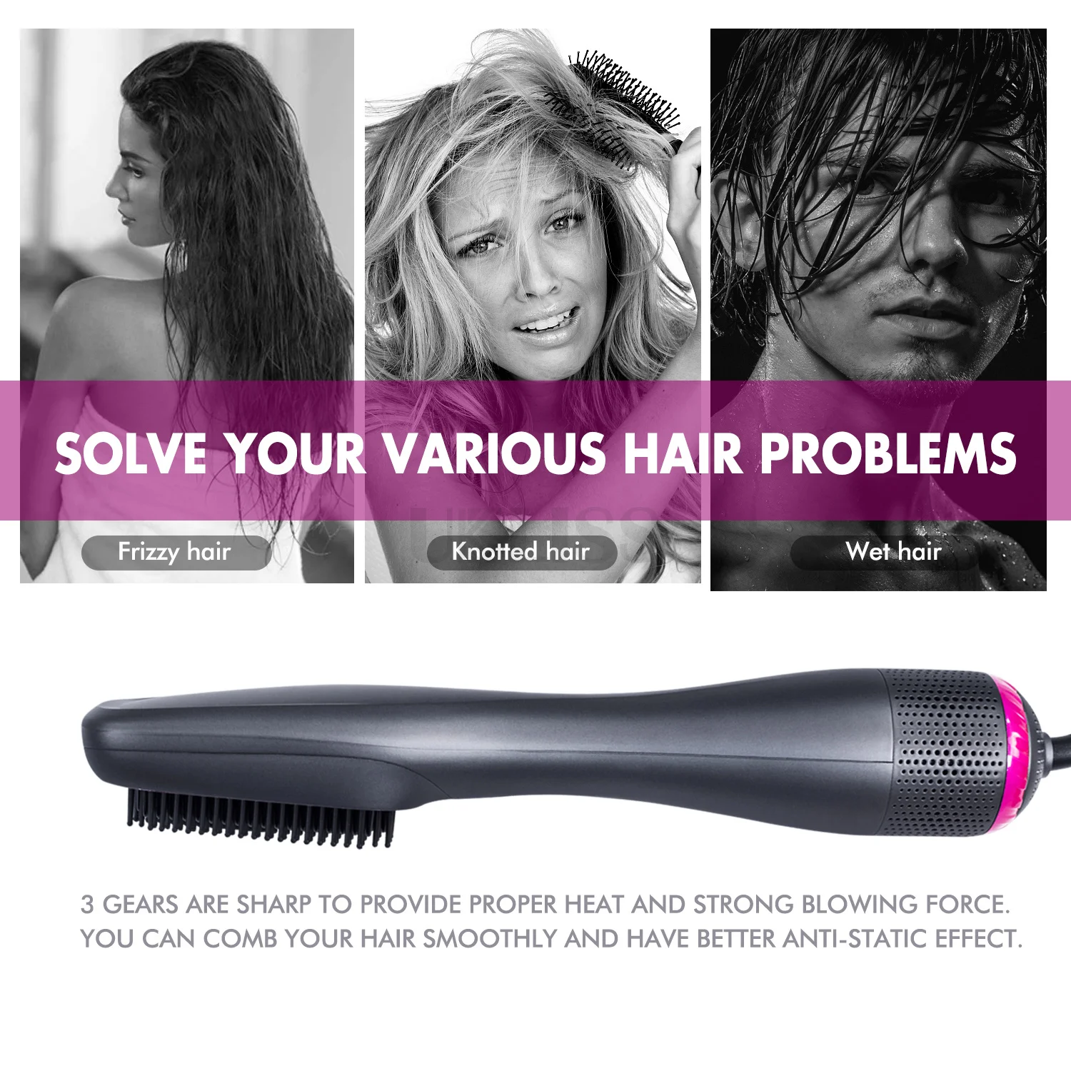

Professional Hair Straightener Heating Comb Electric One Step Hairbrush Beard Straightening Comb Smooth Iron Hair Styling Tools