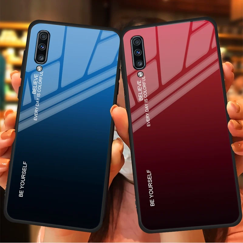 Чехол из закаленного стекла с градиентом 9H для Samsung Galaxy A10 A20 A30 A40 A50 A60 A70 A80 A90 5G M10 M20