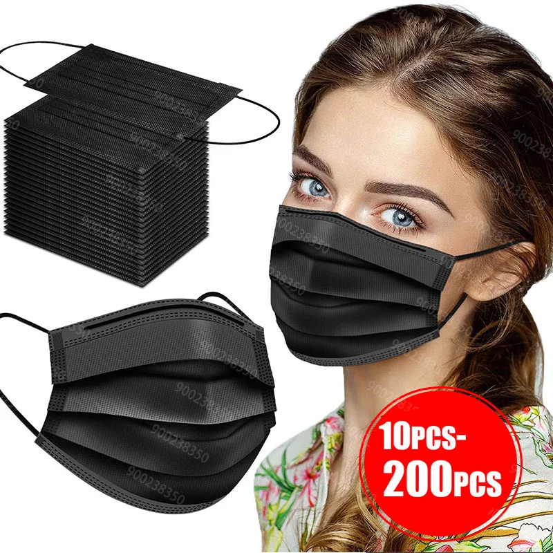 10-200 шт. одноразовые черные медицинские маски для лица | Красота и здоровье