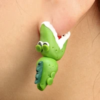 cute stud earrings fashion personality crocodile soft ceramic earrings cartoon women chomper originality ceramics earrings 2021