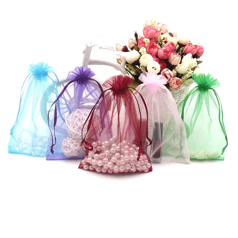 

100pcs 7x9 9x12CM Organza Bags Jewelry Packaging Bags Wedding Party Decoration Drawable Bags Gift Pouches 24 colors