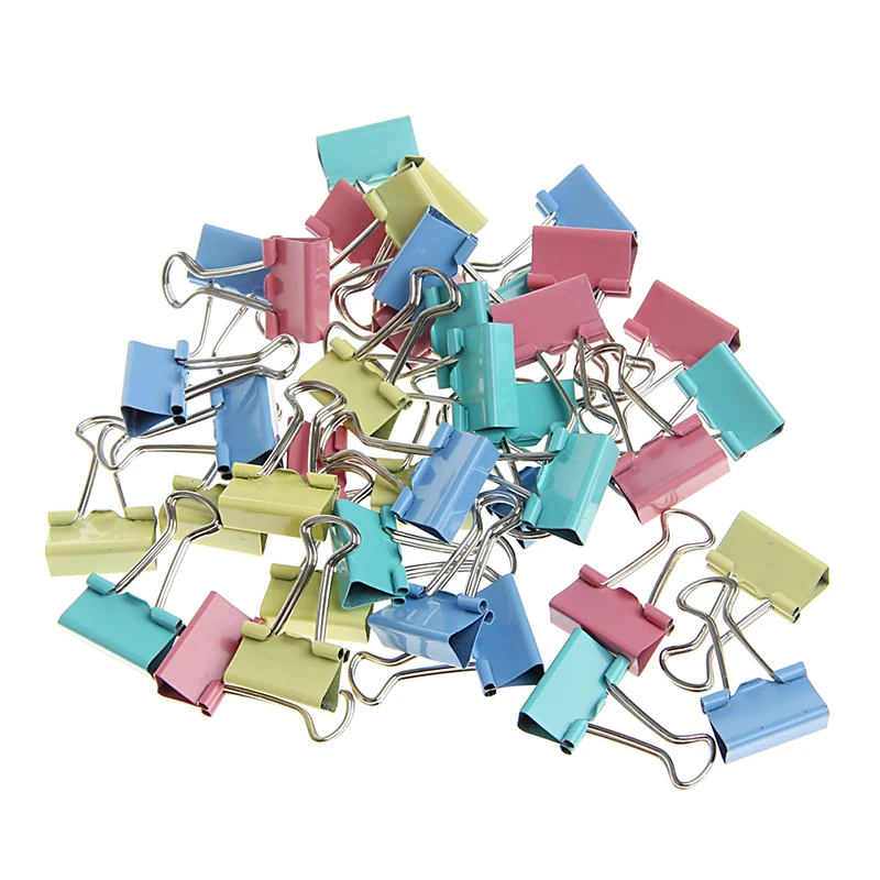

40Pcs Colorful Metal Binder Clips File Paper Clip Office Supplies 19mm Width