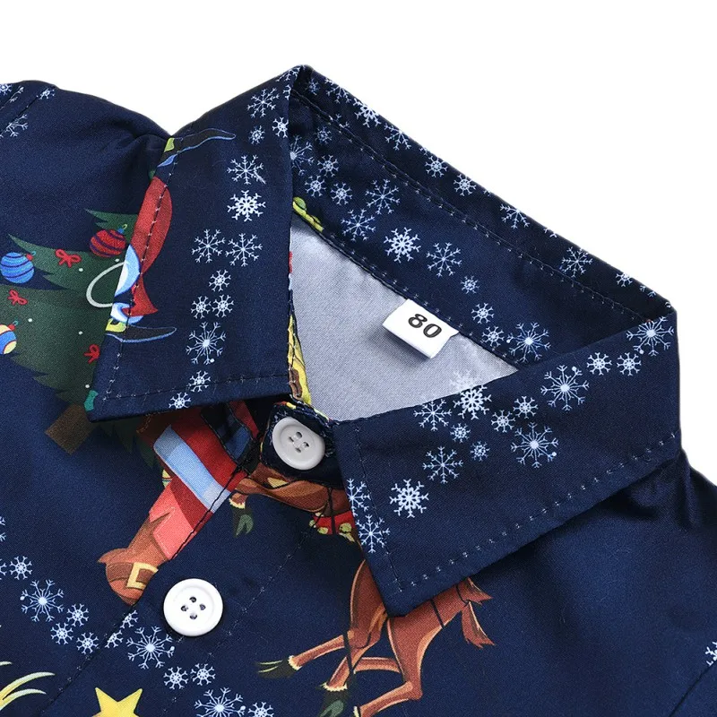 

Autumn Children Colthing Baby Boy Short Sleeve Christmas Cartoon Print T-Shirts Kids Tops Casual Blouse
