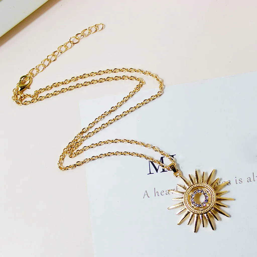 Jewelry Women Fashion Vintage Gift Gold Sunflower Dill Present Necklace For Pendant Accessories hanging бижутерия | Украшения и