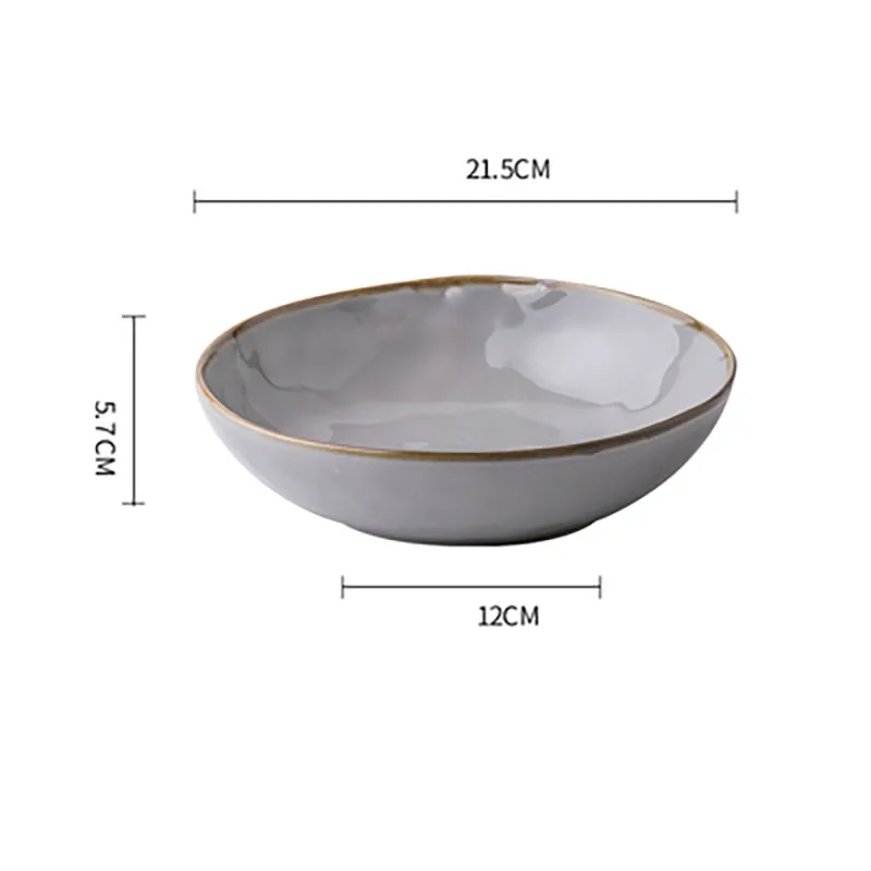 

9-inch large serving bowl~ Irregularly made old ceramic shallow bowl featuring retro style deep dish