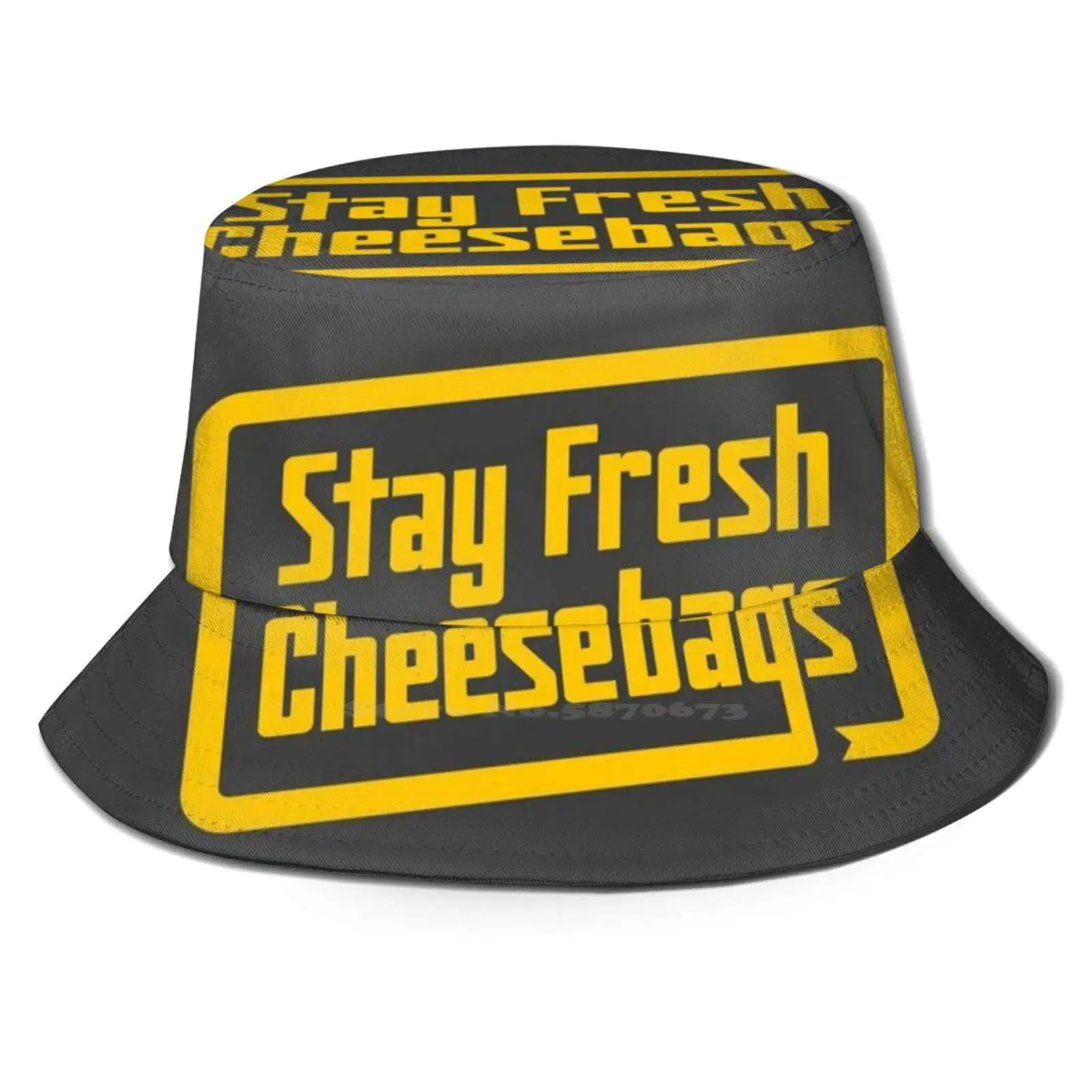 

Сырные пакеты Stay Fresh-ретро желтые на асфальте шляпы унисекс рыбака шапка доблестные усилия сборка типография Tagline показать сыр