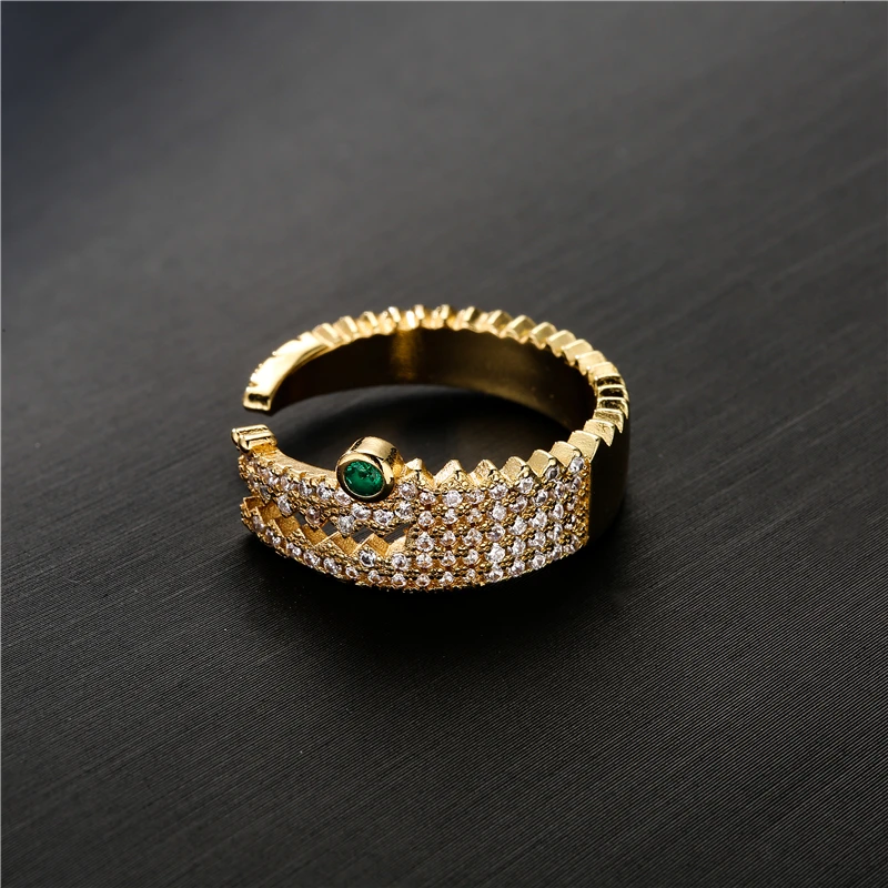 Кольцо женское медное вечерние с крокодиловым крокодилом регулируемое 2021 |