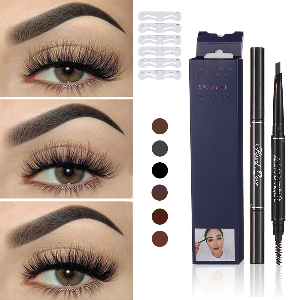 Карандаш для татуажа бровей + 6 штук трафарет набор шаблонов долговечный