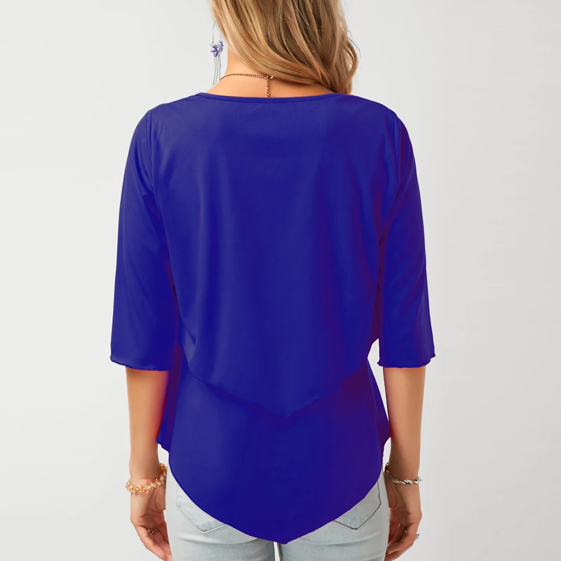 Женская весенне летняя блузка с круглым вырезом 2020 элегантная шифоновая