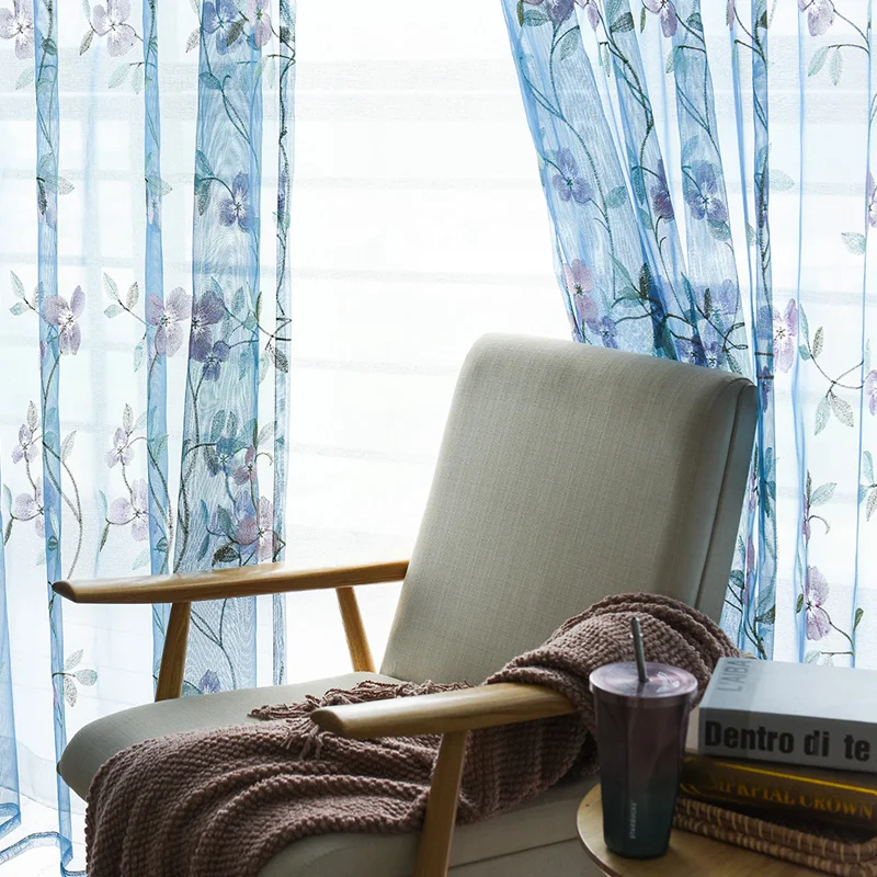 Вышитые цветочные занавес тюля тюли в гостинную шторы вуаль тюль для гостиной из