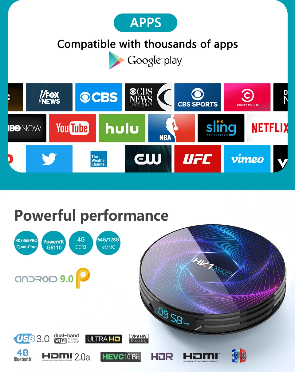 HK1MAX+ Восьмиядерный Android 9,0 Смарт ТВ приставка 4 Гб RK3368 PRO HK1 MAX Plus 1080P H.265 2,4G/5G Wifi BT 4,0 1000M ТВ приставка