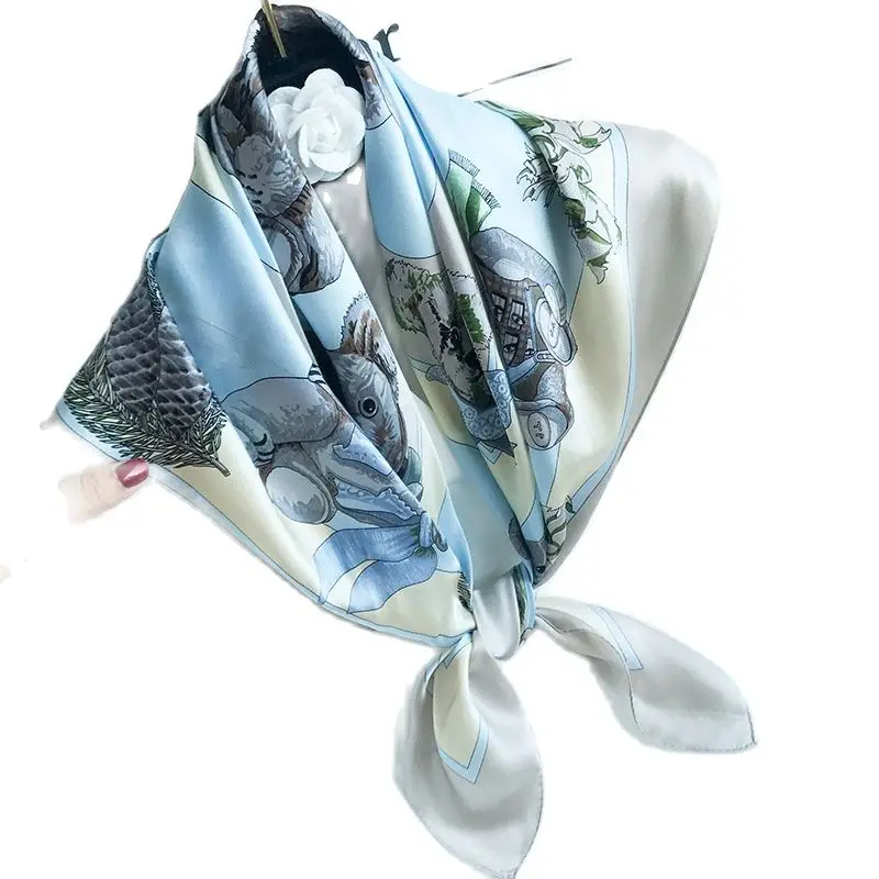 

Новинка, модные квадратные шарфы YHFJ9090TDX для весны и осени и зимы, 100% шелковый шарф, Женская шаль