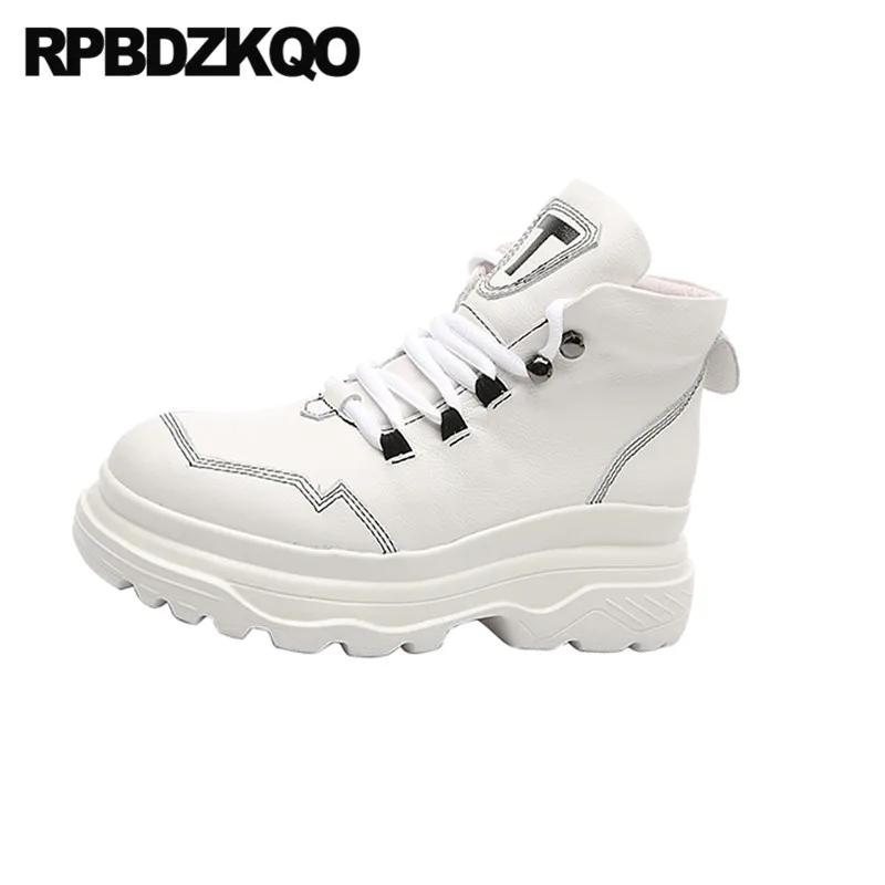 Обувь увеличивающая рост из натуральной кожи Сезон Зима На платформе Белые