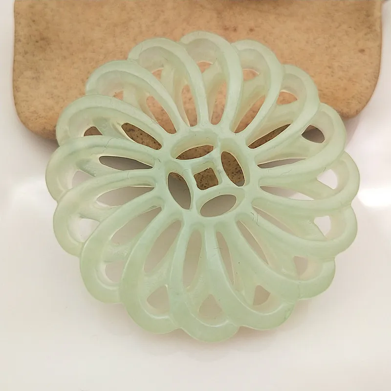 7A натуральный изумруд плавающий цветок Двусторонняя гравировка ручной работы