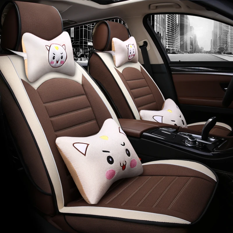 Full Coverage flax fiber car seat cover auto seats covers for Jaguar2008 xe f type xf jaguar2008 xj series e pace fpace ipace | Автомобили