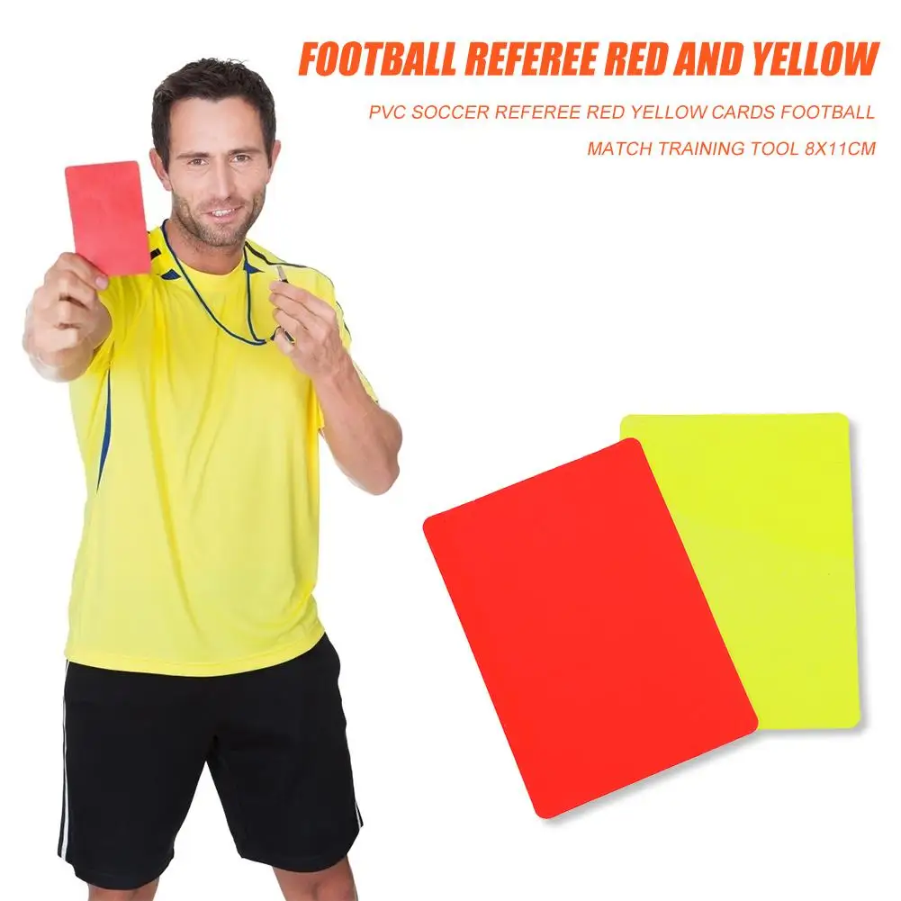 

2pcs PVC Soccer Match Referee Red Yellow Cards Team Entertainment Football Match Training Tool 8x11cm Soccer Sport Supplies