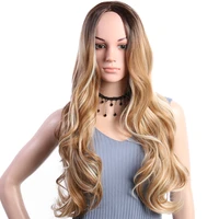 natural wavy long wigs for black women heat resistant synthetic fiber balck brown womens wig cosplay